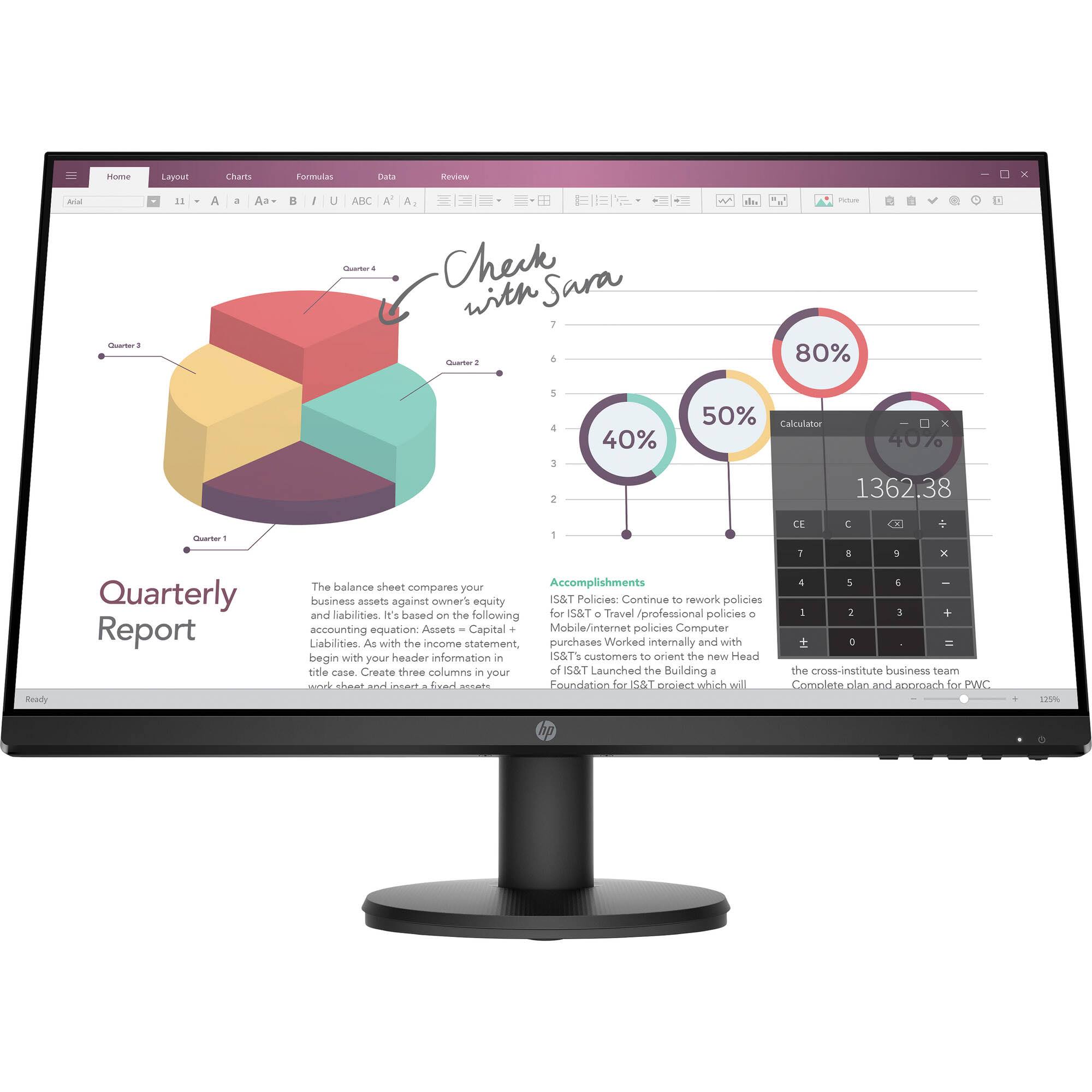 HP P24v G4 9TT78A6#ABA 23.8x22 LED Monitor, Black
