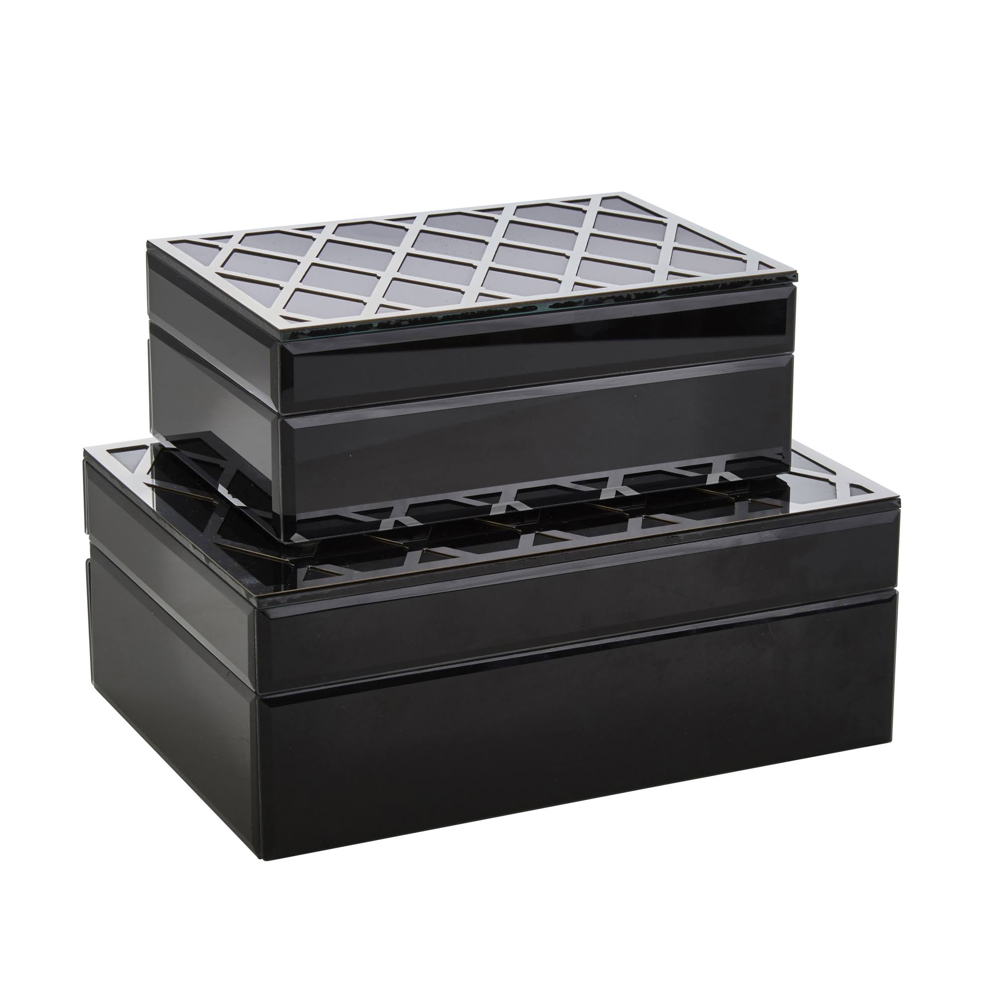 Sagebrook Home Set of 2 Black u0026 Silver Boxes