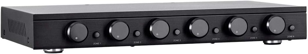 Monoprice SSVC-6.1 Single Input 6-Channel Speaker Selector with Volume Control, Impedance Protection, Individual Zone On/Off Buttons, Model Number: 138160 Black