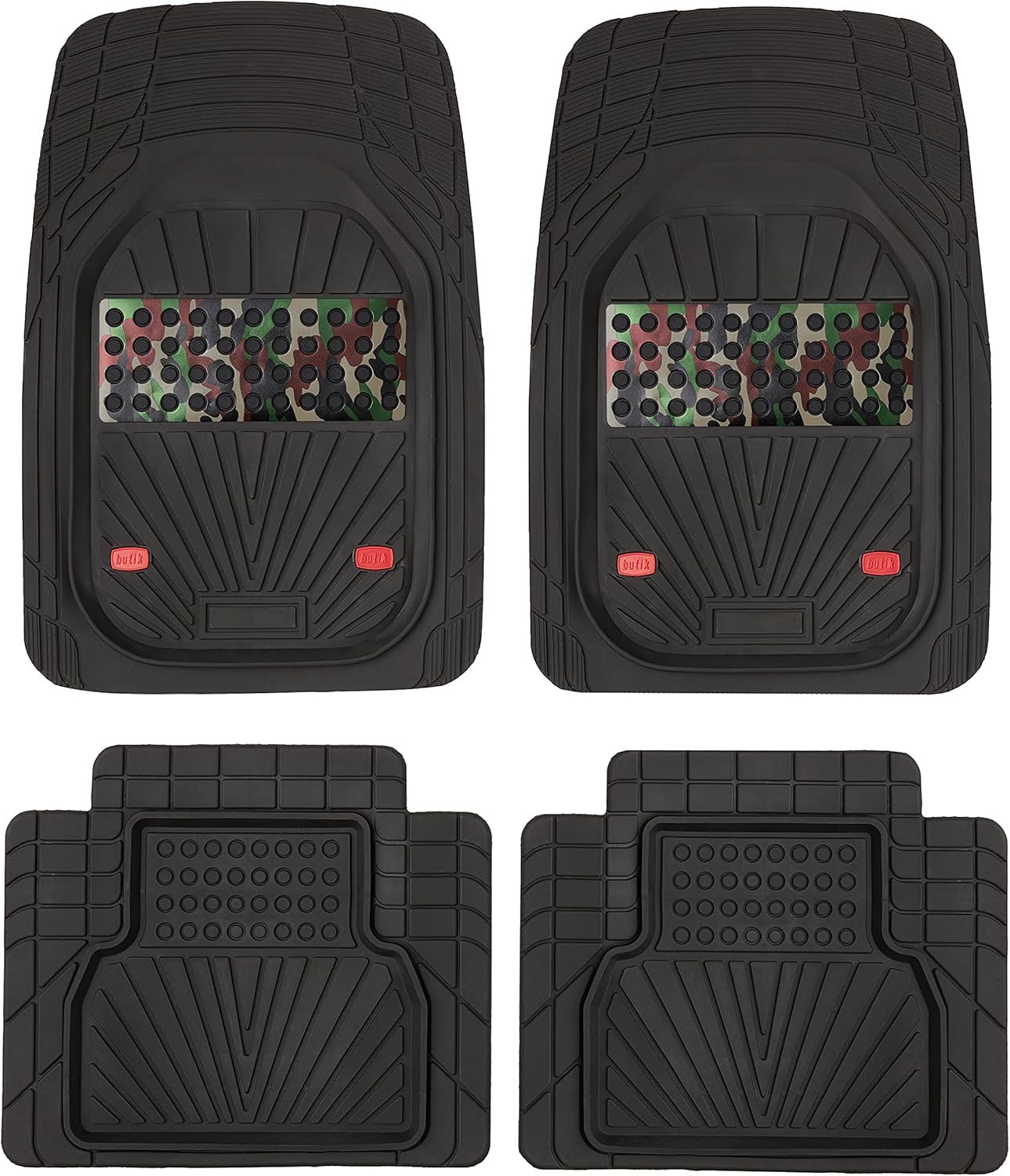 KnK Venus Red SUV Car Automotive Floor Mat Heavy Duty with Left Dead Pedal footrest Cover - Universal All-Weather Deep-Dish Flex Auto Van Truck Odorless Carpet 5-Piece Set Two-Tone Metallic (Red) Pack of 2