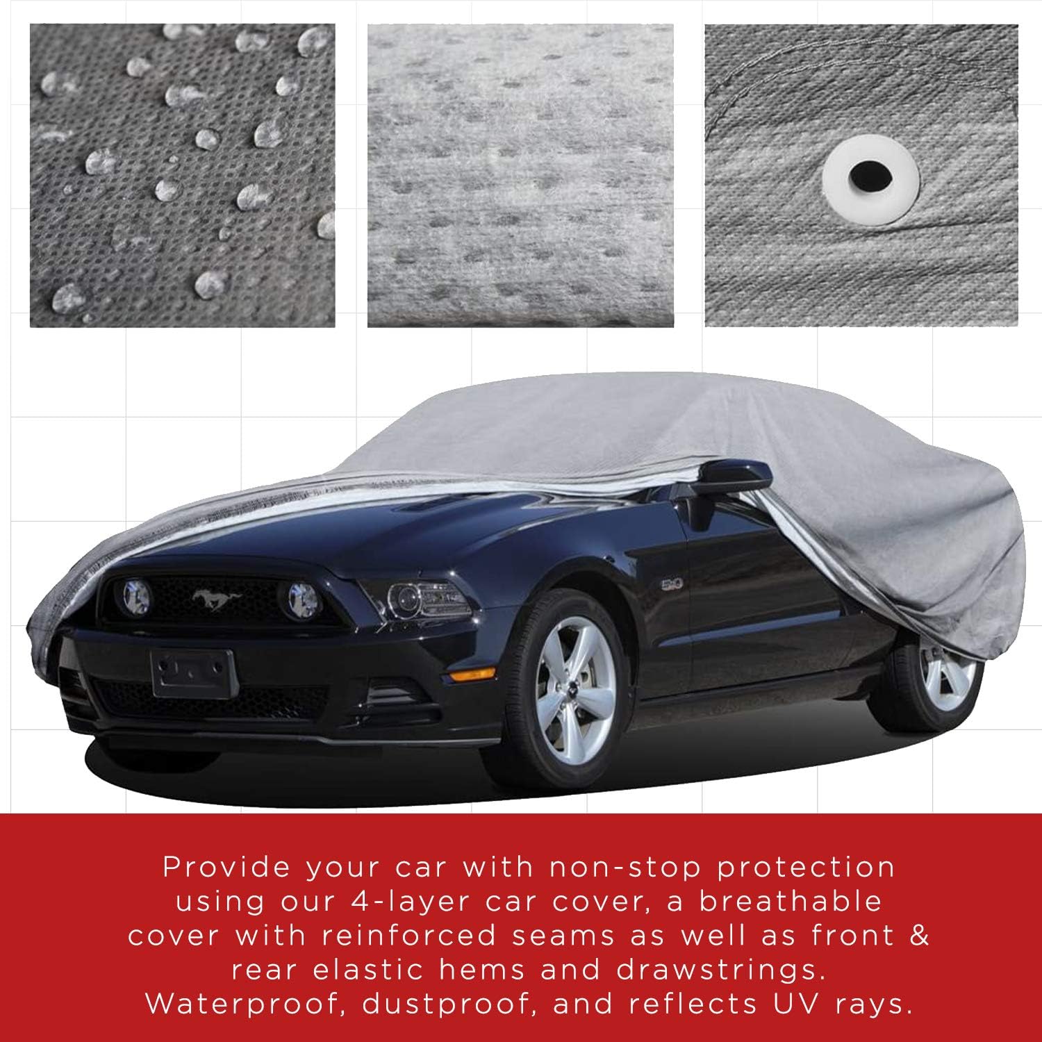 OxGord Car Cover - Basic Out-Door 4 Layers - Tough Stuff - Ready-Fit / Semi Glove Fit - Fits up to 168 Inches Pack of 2