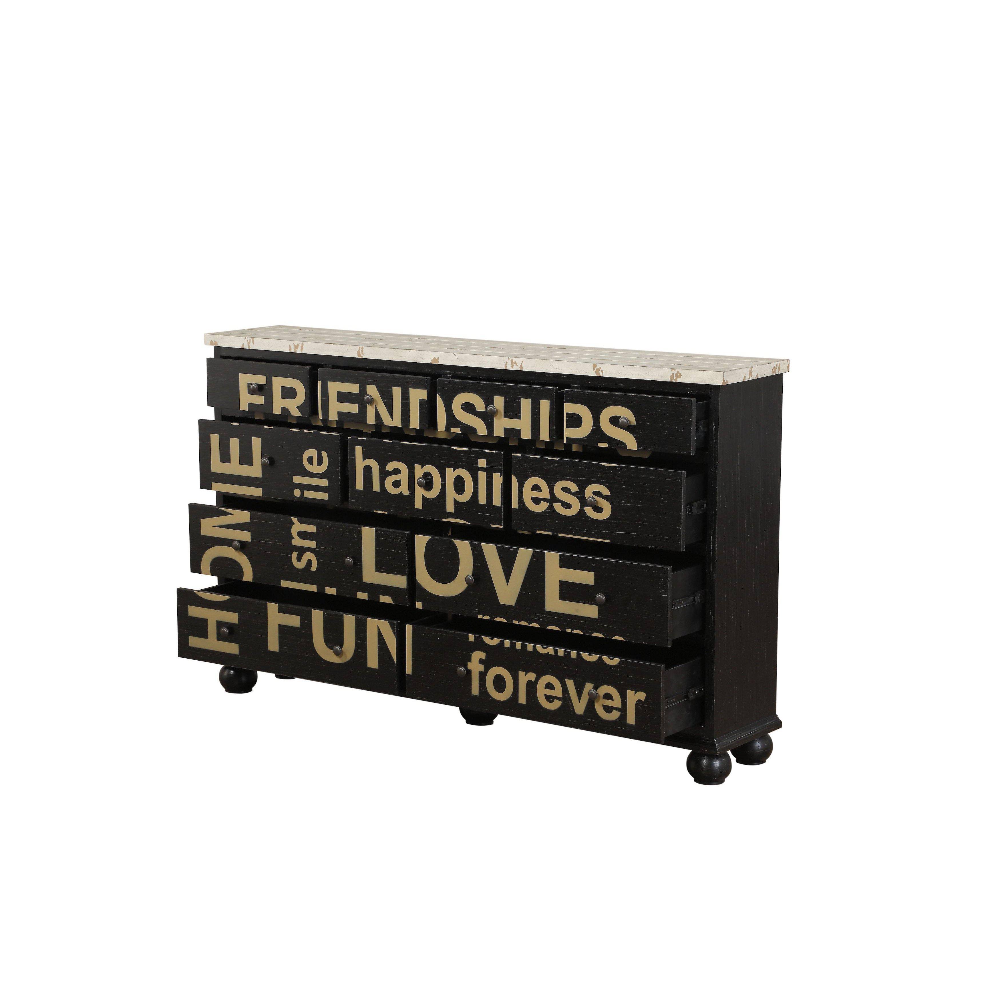 Acme Arwin Console Table Antique Black u0026 White Washed