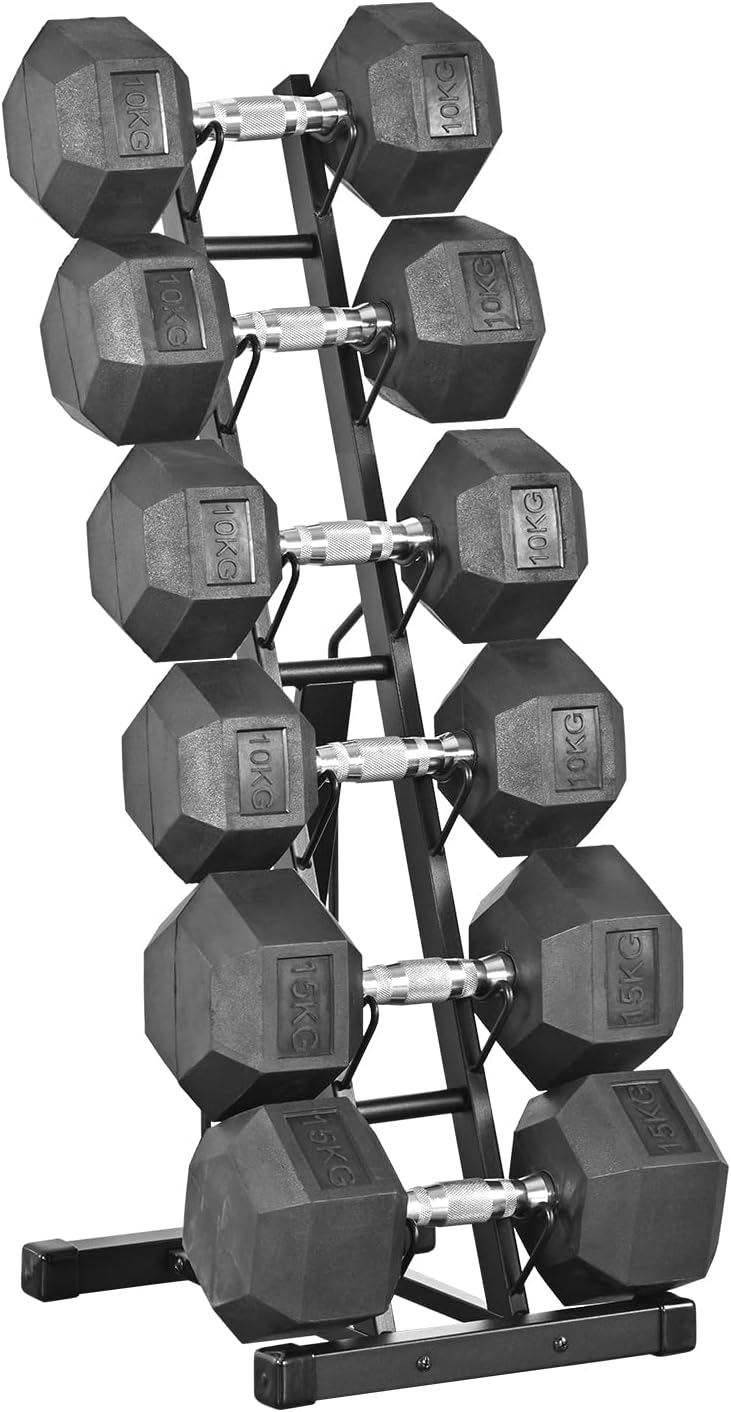 PLKOW Dumbbell Rack, Metal Weight Rack for Dumbbells, 6 Tier Dumbbell Rack Stand Only for Home Gym, Powder Coated Finish Steel