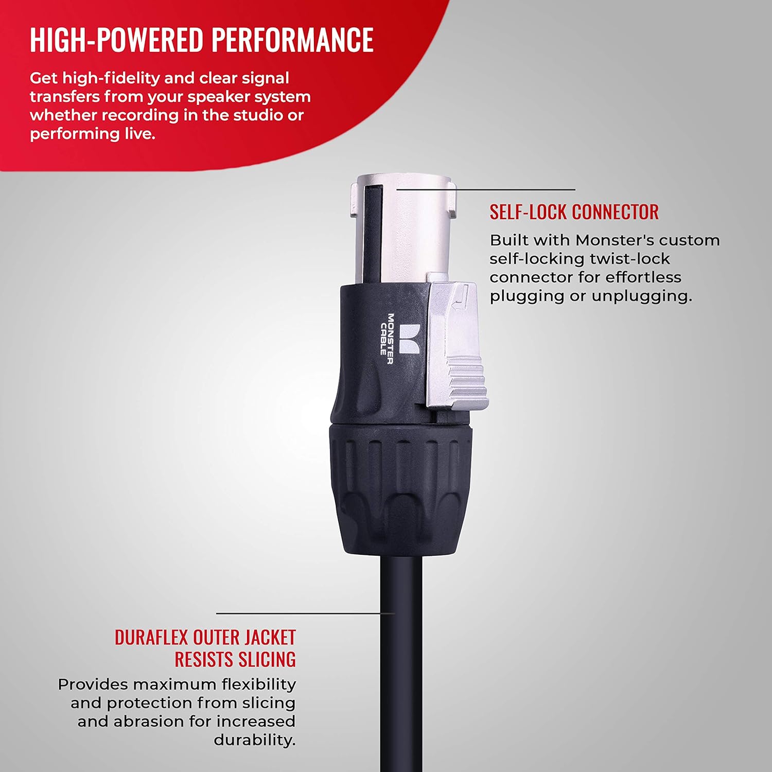 Monster Prolink Studio Pro 2000 Speaker Cable with Speakon Connectors - Speakon Plugs, 3 feet Pack of 2