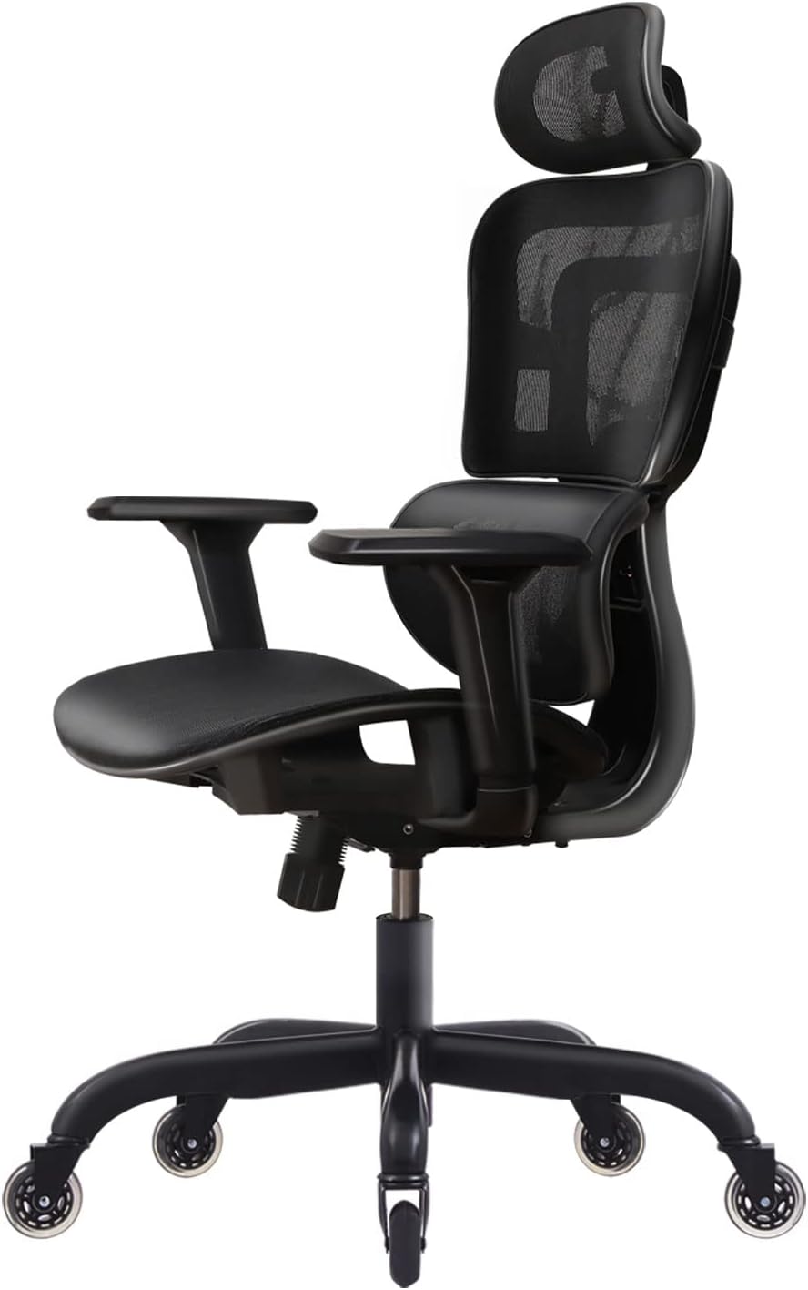 Office Chair, FelixKing Ergonomic Desk Chair with Adjustable Headrest and Armrests Lumbar Support and Roller Blade Wheels Reclining High Back Mesh Computer Chair (White)