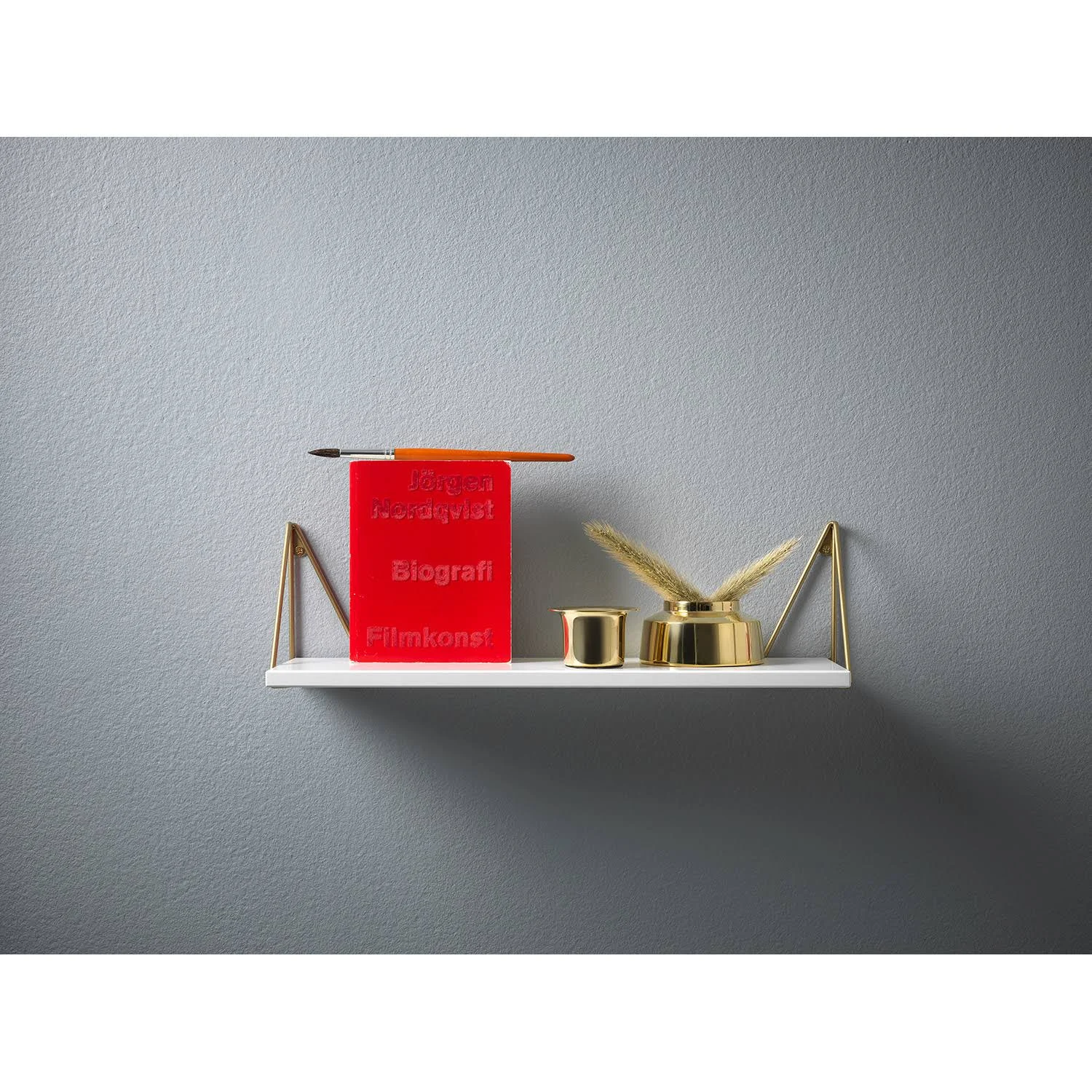 Maze Pythagoras Xs Shelf with Brackets, White - Brass Matte