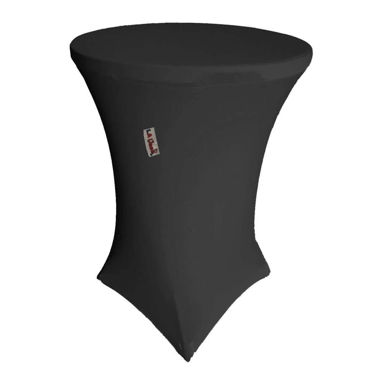 La Linen TCSpandex36Rx42H-BlackX24 Round Spandex Cover for Bar High Cocktail Table Black - 36 u0026 42 in.