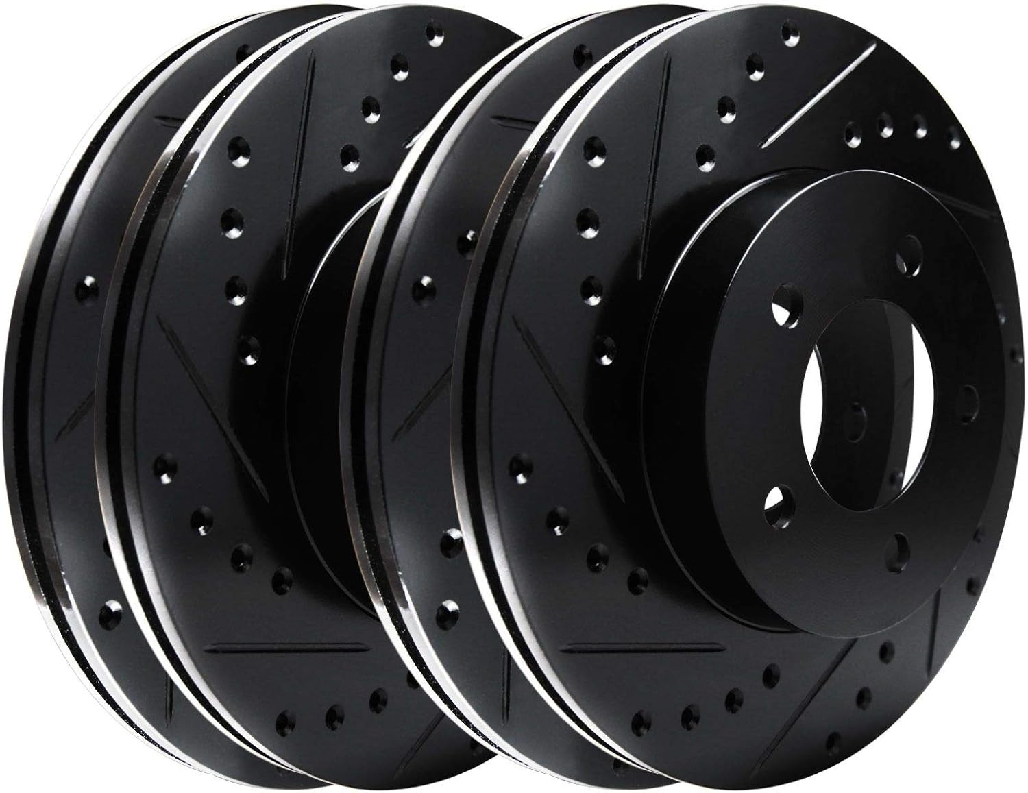 [FRONT,REAR]Black Hart Cross-Drilled Slotted Brake Rotor Kits BHCC.67075.01