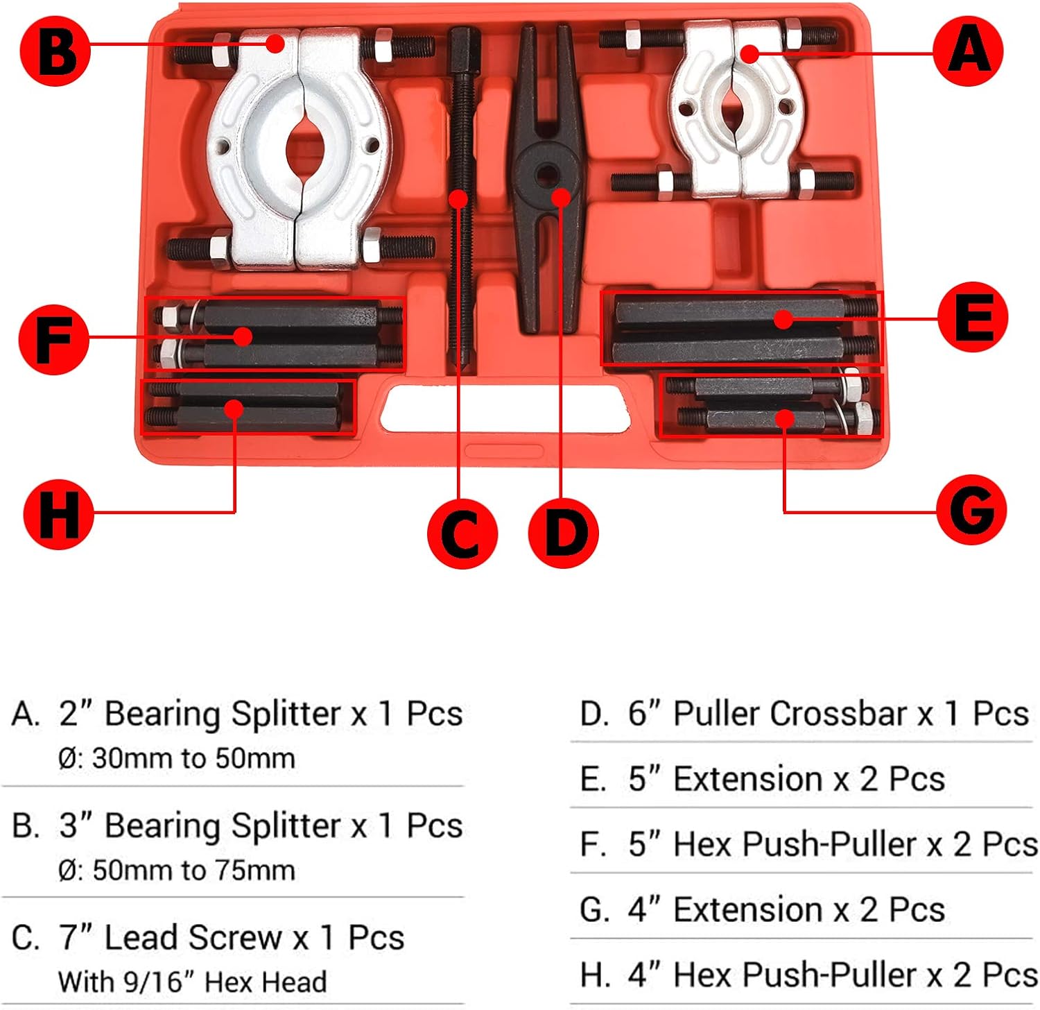 TIOIT COEME Bearing Puller Set, 5-Ton-Capacity Bearing Separator Puller Set, Bearings Splitters Remove Kit, Wheel Hub Axle Puller Set