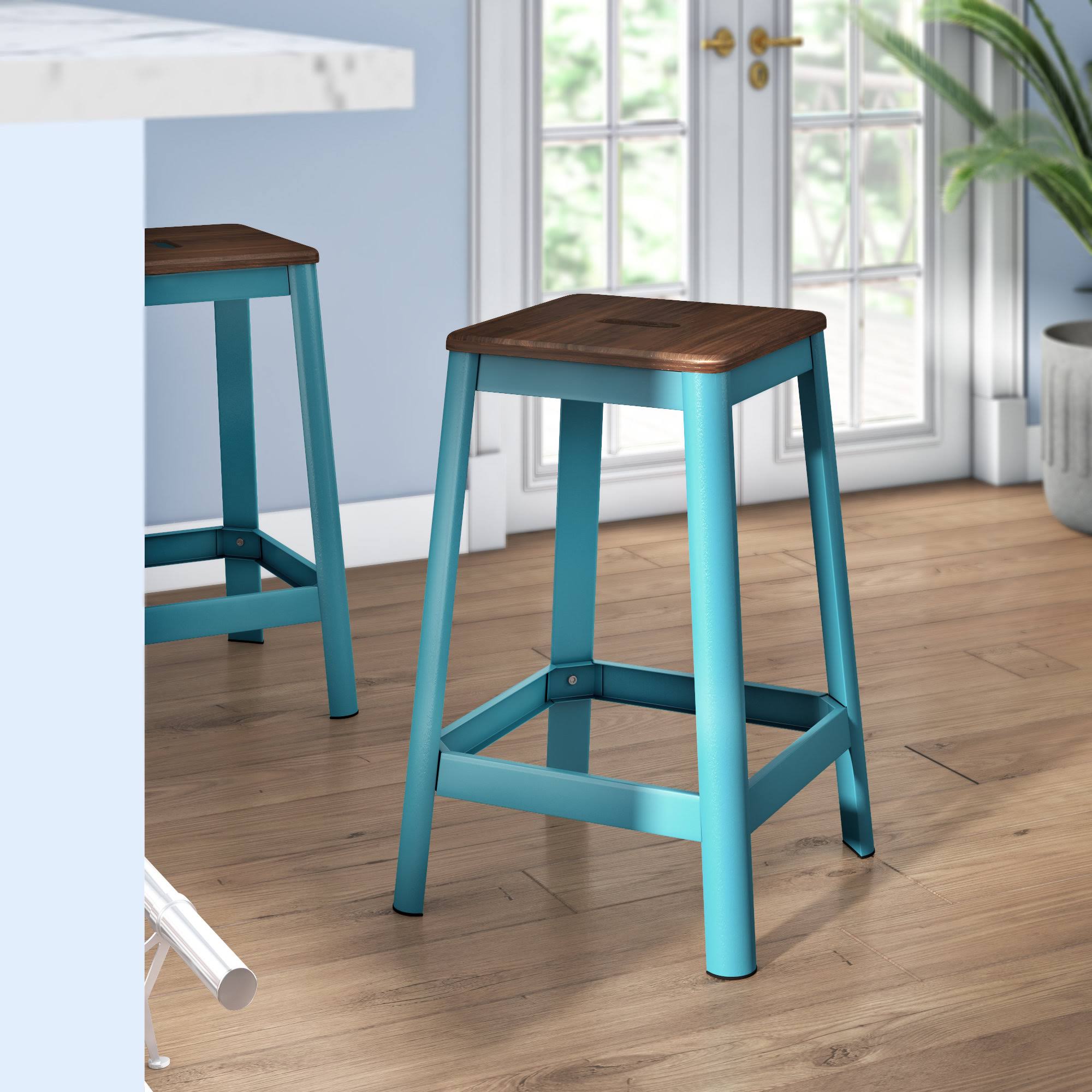 Breakwater Bay Achilles 25.75x22 Bar Stool Base Finish: Teal