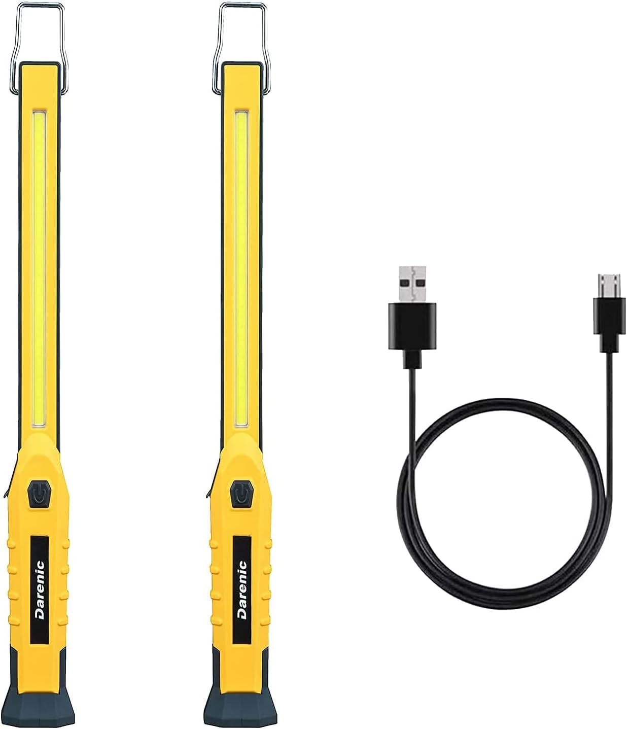 DARENIC LED Work Light, 2 Packs 5W COB Portable Inspection Light With Magnetic Base 180&deg; Rotate Swivel Hook, Super Bright USB Rechargeable Automotive Work Light For Car Repair Household Emergency