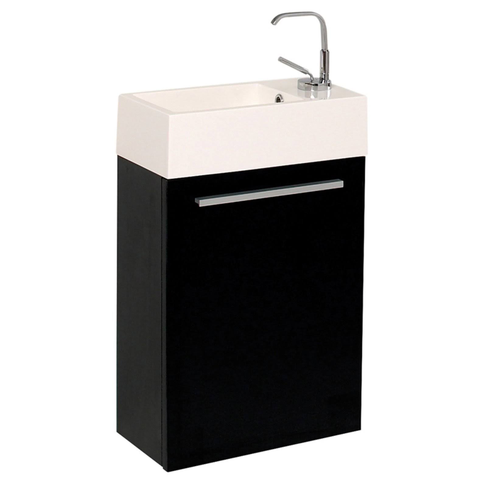 Fresca FCB8002BW-I Pulito 16 inch Small Black Modern Bathroom Vanity with Integrated Sink