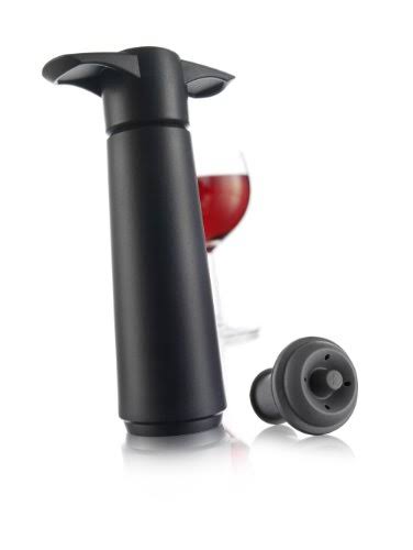 Vacu VIN Wine Saver Pump with 1 x Vacuum Bottle Stopper - Black