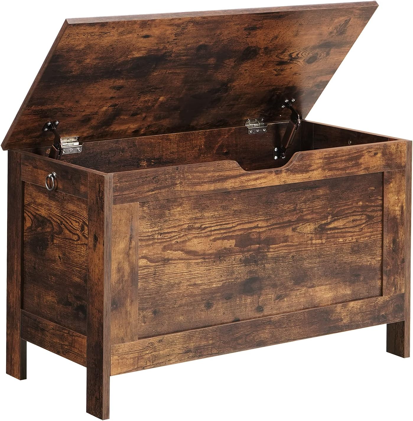 Irontar Lift Top Storage Chest, Wooden Toy Box with Safety Hinge, Large Capacity Storage Bench for Entryway, Living Room, Kid's Playroom, Rustic Brown HXD001X