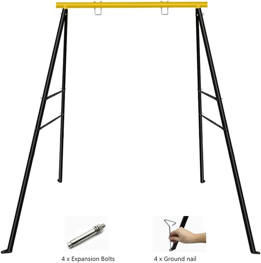 SURPCOS Swing Frame, New Upgraded A-Frame Swing Stand with Ground Nail, Heavy Duty Metal Swing Frame, Fits for Most Swings & Yoga Swing, Anti-Rust and Good Stability, 72