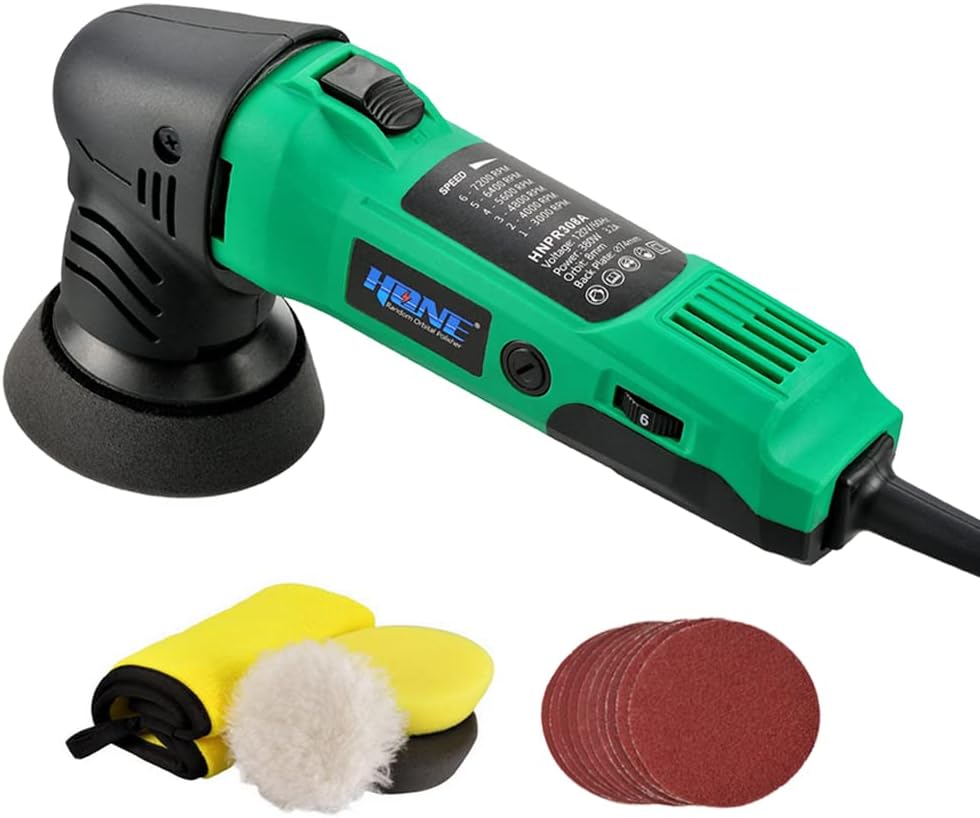 HONE Mini Polsher, 3 inch Dual Action Polisher for Car Detailing with Variable Speed, Orbital Polisher Sander, Mini Buffer kit. Pack of 2
