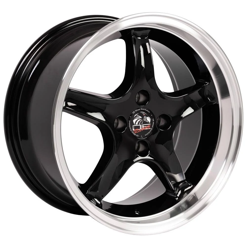 OE Wheels 17x8 Wheel Fits Ford Mustang - 4-Lug Cobra R Style DD Black Rim with Machined Lip