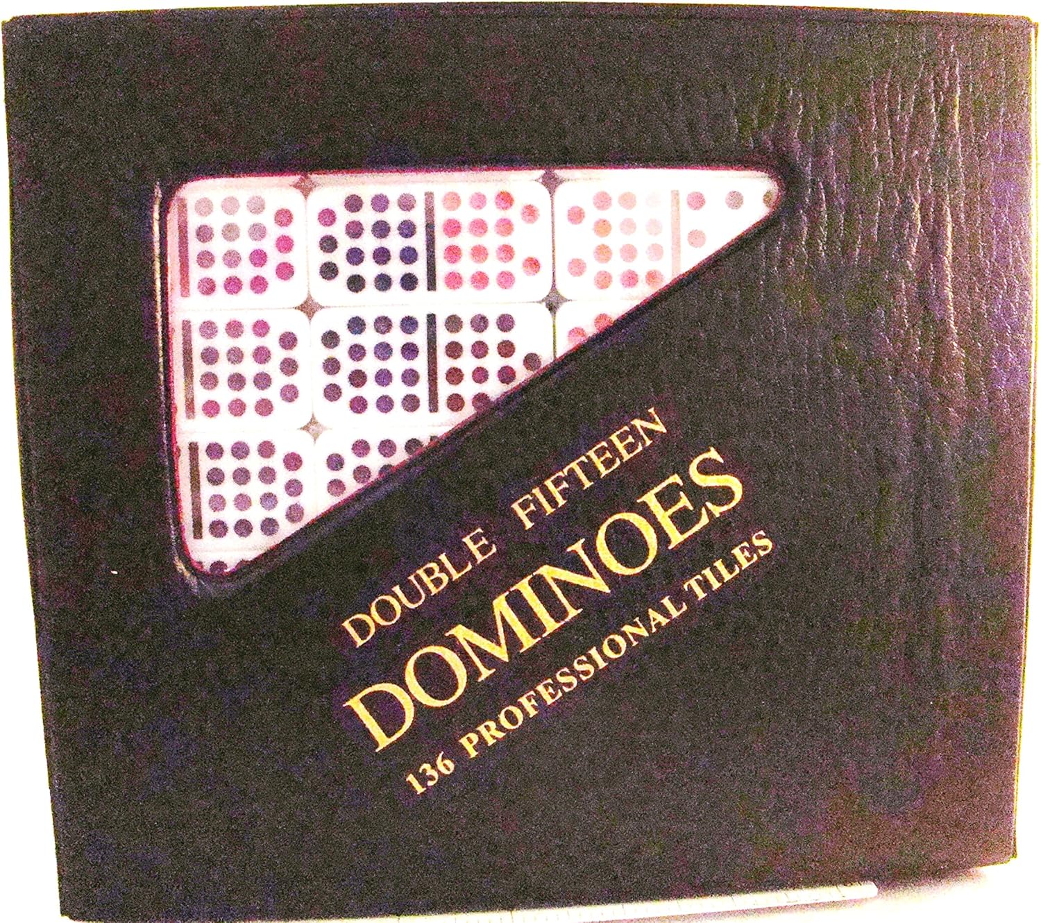 Professional Double 15 White Domino Tiles with Multicolored Dots Pack of 2