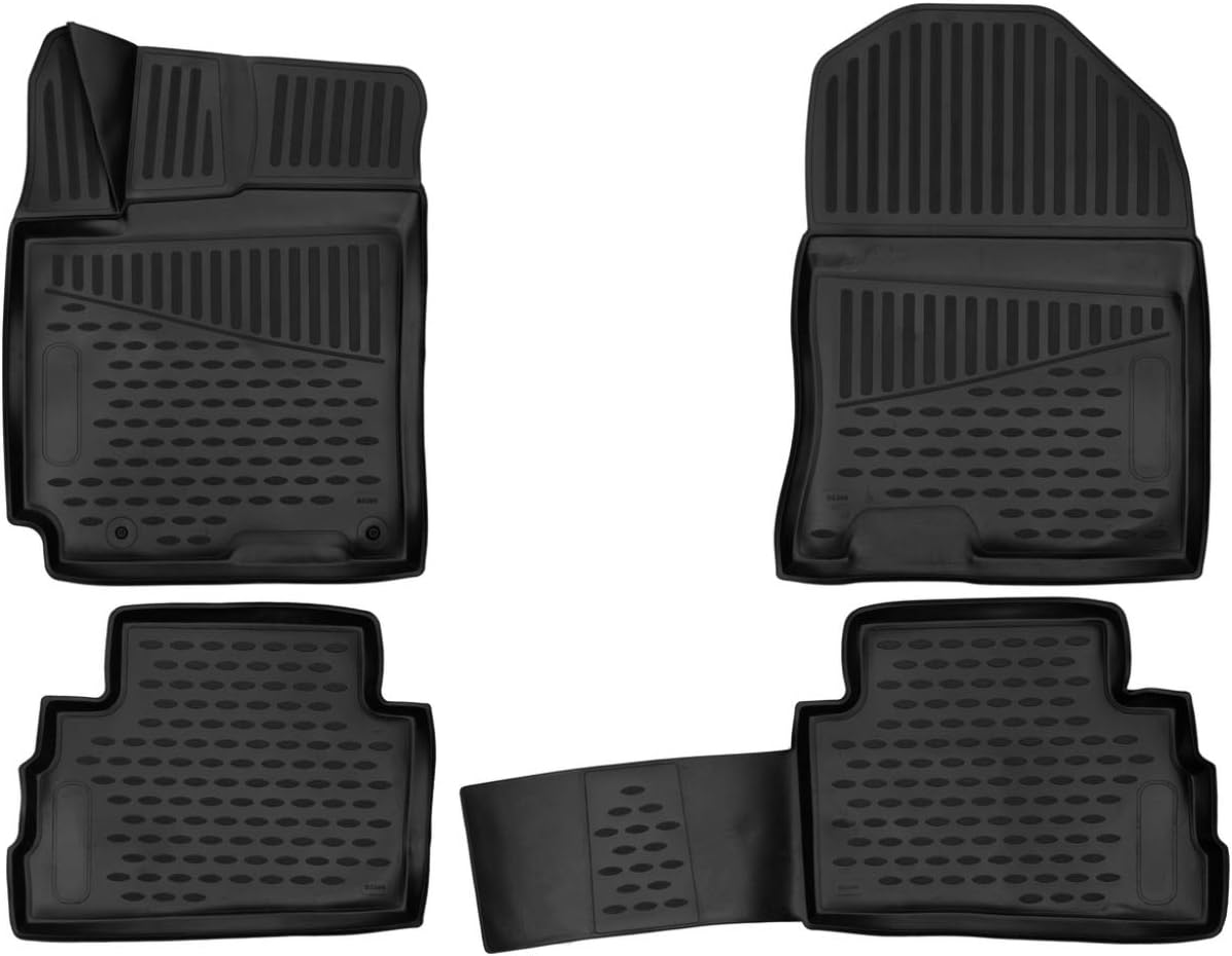 Fits 2018-2022 Hyundai Kona (No Electric Models) Floor Mats Front & 2nd Row Seat Liner Set All Weather Full Set Liners (Black)