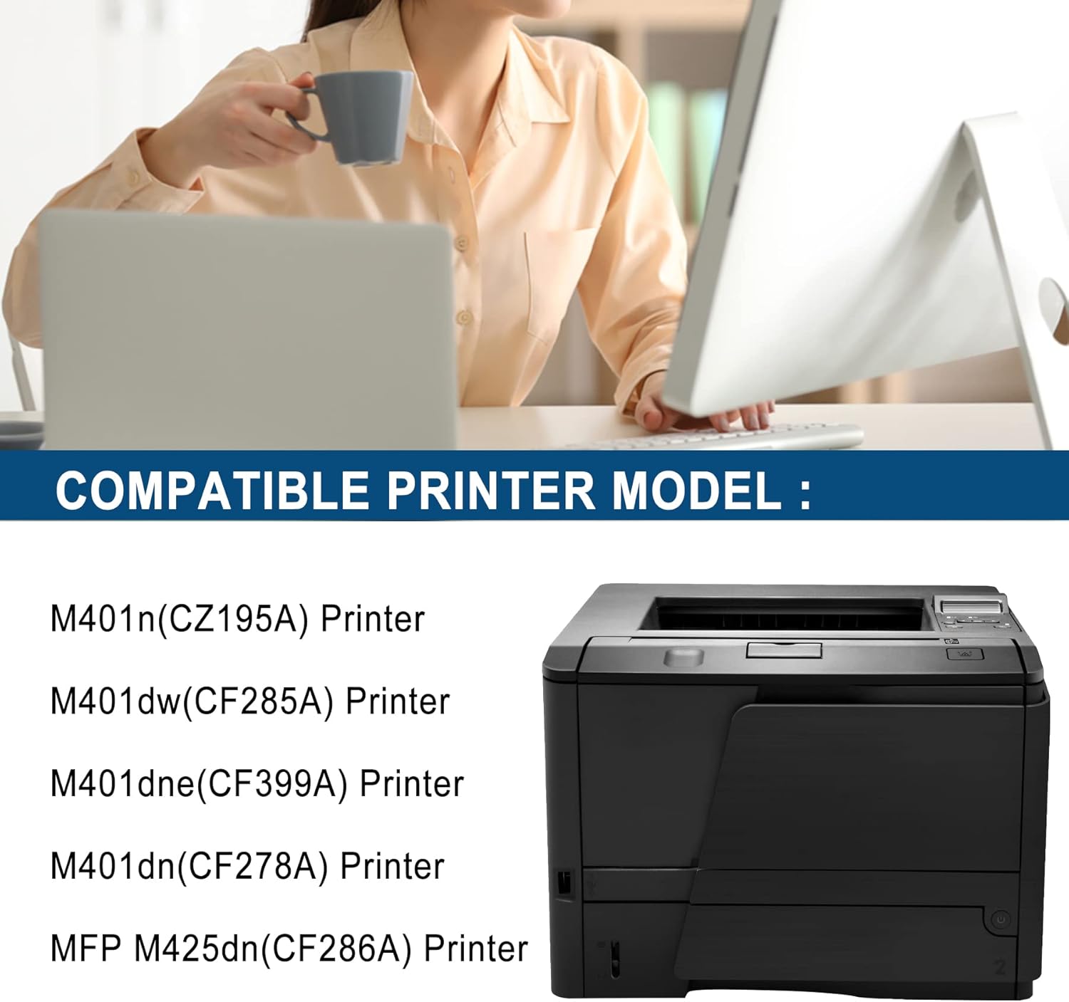 Compatible 80A CF280A (2 Pack Black) Ink Cartridge Replacement for HP M401n M401dw M401dne M401dn MFP M425dn Printer Toner Cartridge - Sold by Indiuprint.