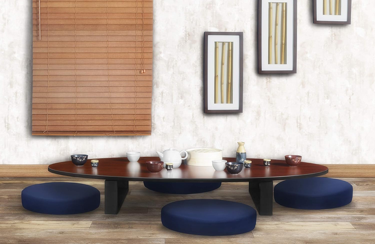 Eric Low Round Ottoman- Naval Blue Pack of 2