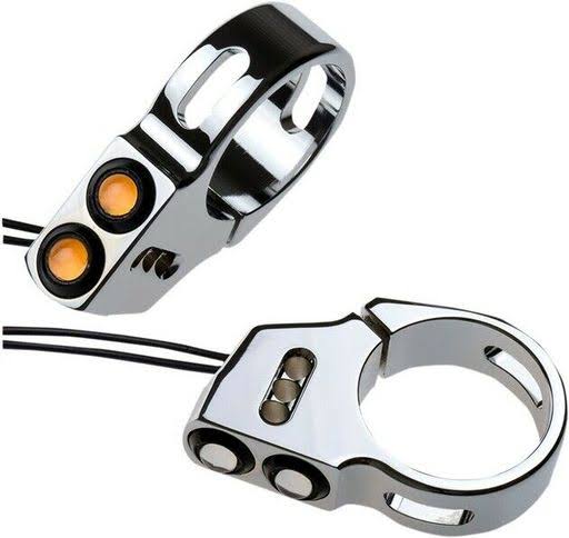 Joker Machine Fork Mount Rat Eye LED Turn Signals 49mm Chrome