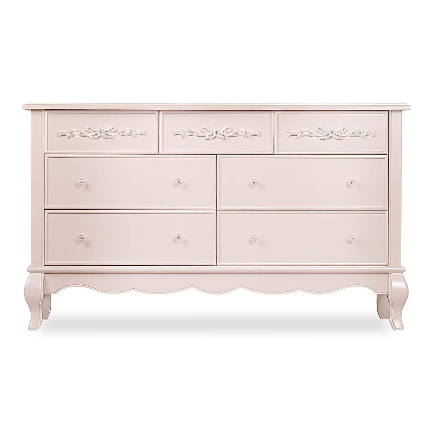 Evolur Aurora 7 Drawer Double Dresser, Ivory Lace , 54x20.3x34 Inch (Pack of 1)