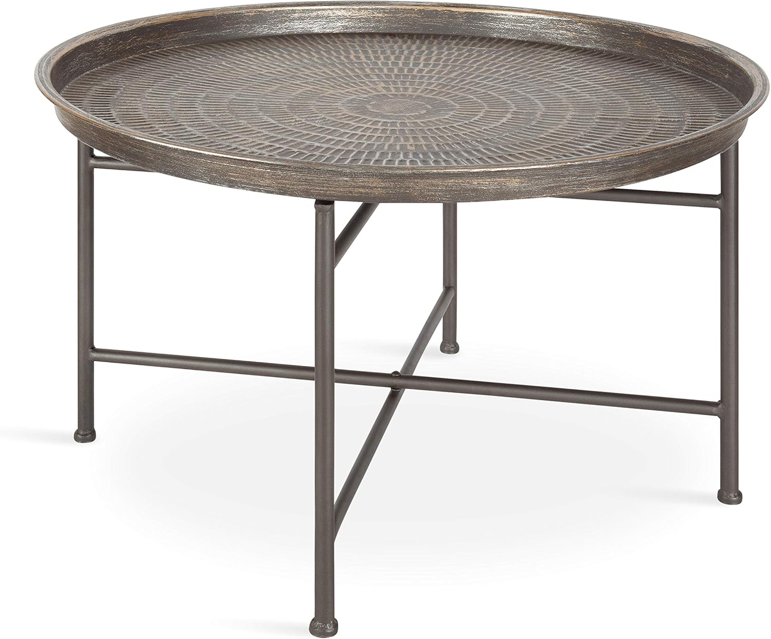 Kate and Laurel Mahdavi Round Hammered Metal Accent Table, 16.5