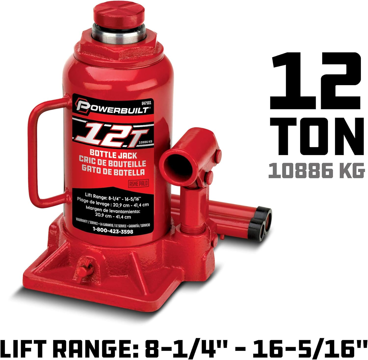 Powerbuilt 647501 Heavy Duty 12-Ton Bottle Jack