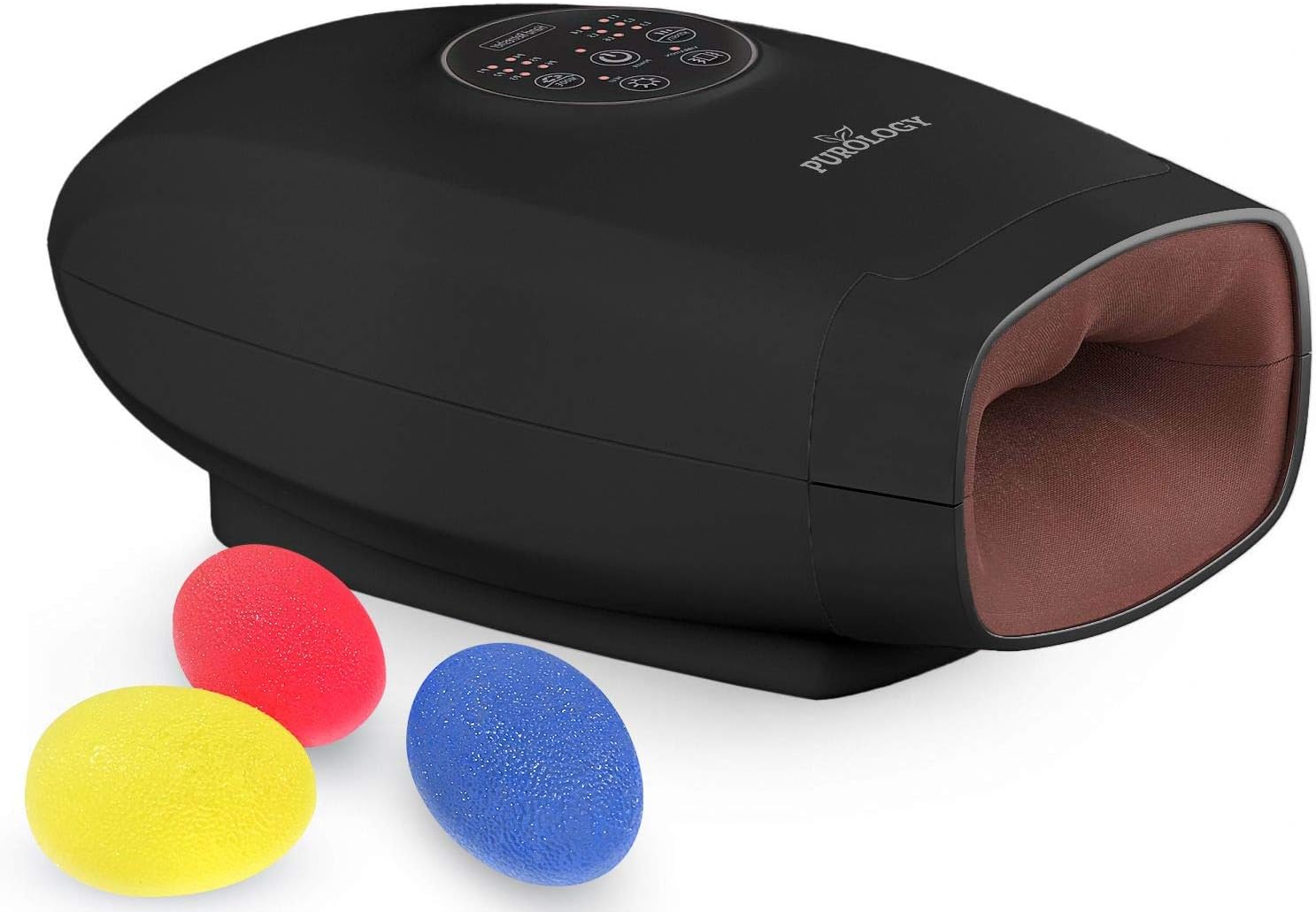 Purology LXB Hand Massager Pressure Point Acupressure Compression Therapy Reflexology w/ Heat for Arthritis Wrist Carpal Tunnel Syndrome Tendonitis Trigger Finger Pain Cordless | 3 Hand Therapy Balls