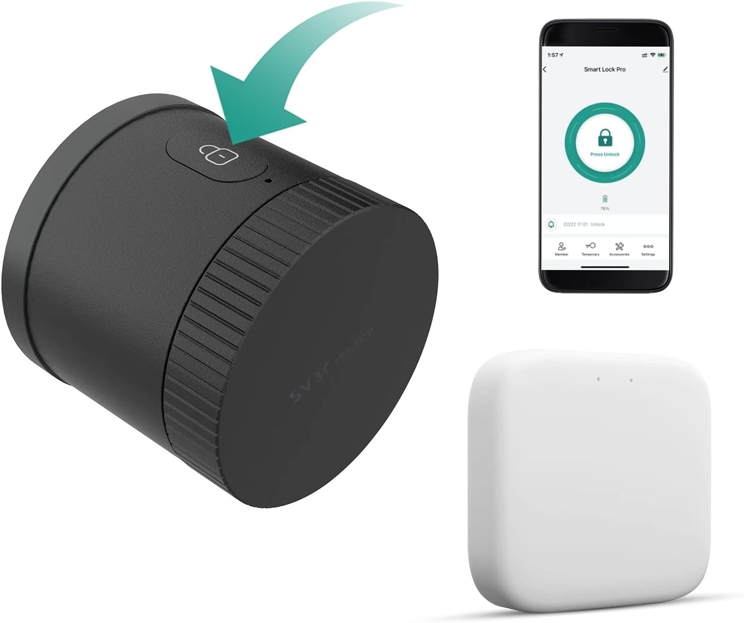 SV3CHome WiFi Deadbolt Smart Locks with Gateway, Indoor Locks for Existing Single Cylinder Deadbolts, Keyless Door Lock for Home/ Room, Auto-Lock & Auto-Unlock via APP Remote Control, Black Round