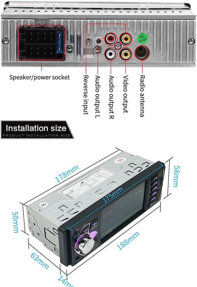 Camecho Single Din Car Stereo Radio 4.1'' Screen Parking Assistance in-Dash Bluetooth USB/SD/FM MP5 Player with Waterproof Night Vision Backup Camera Pack of 2