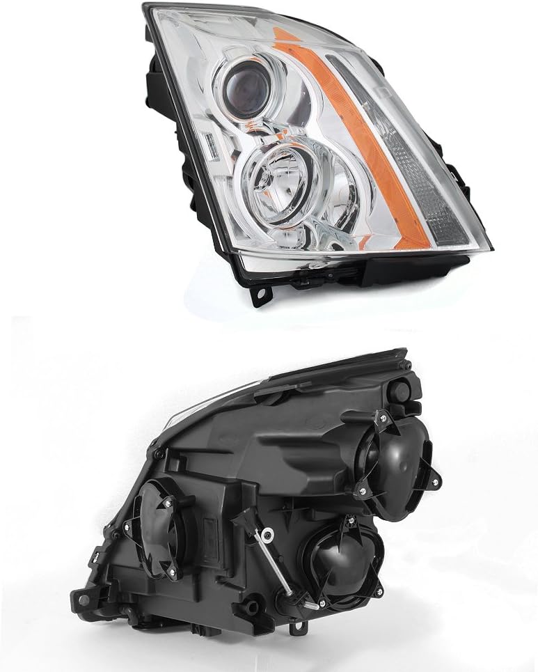 AKKON - For 2008-2014 Cadillac CTS Projector Headlight Assembly Chrome Housing Clear Lens Full Set