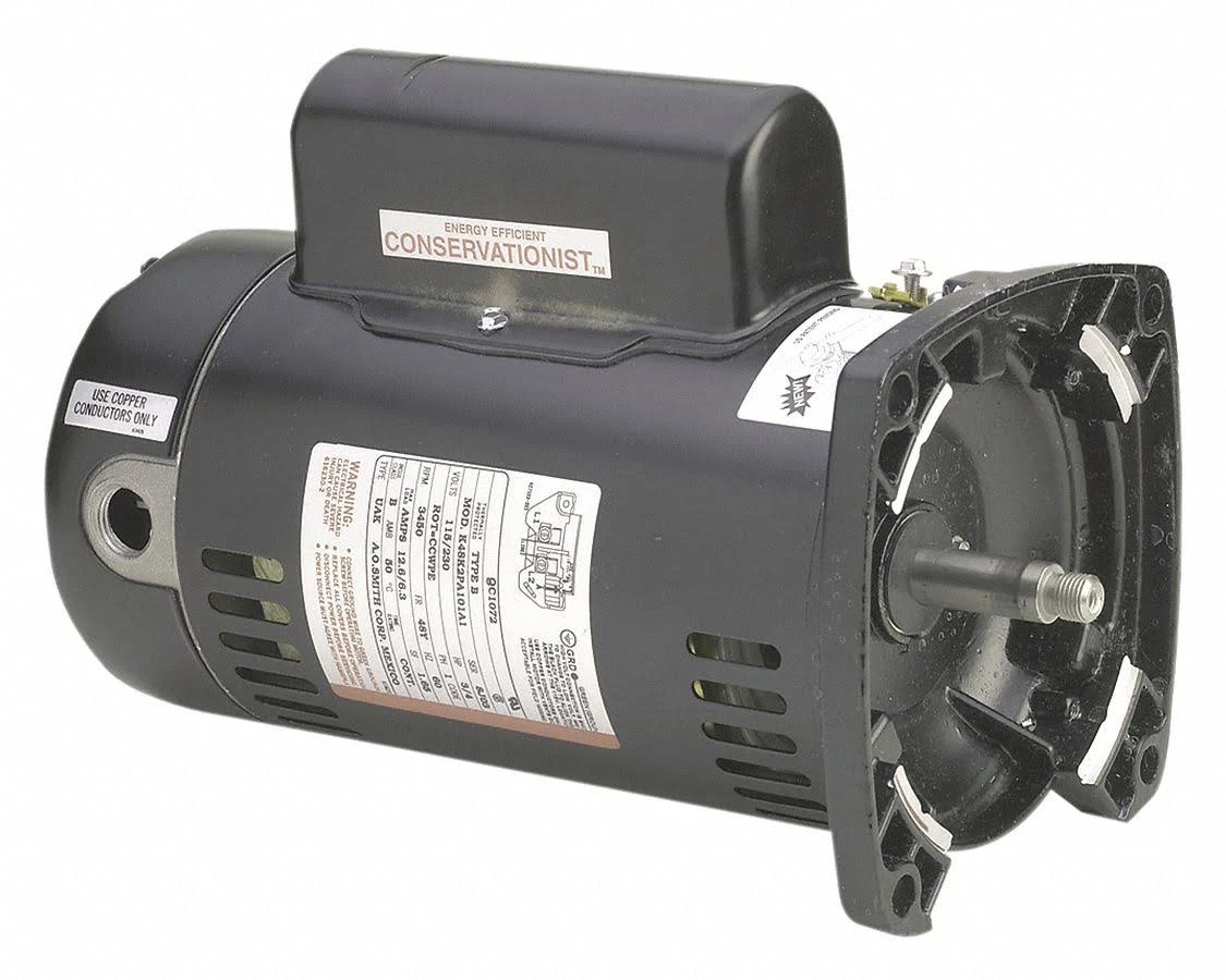 Century 1/2 HP Square Flange Pool Pump Motor, Capacitor-Start/Run, 3450 Nameplate RPM, 115/230 Voltage, 48Y QC1052