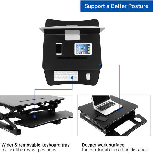 ZOXOU Inc FlexiSpot 27x22 ClassicRiser Standing Desk CONVERTER, Black