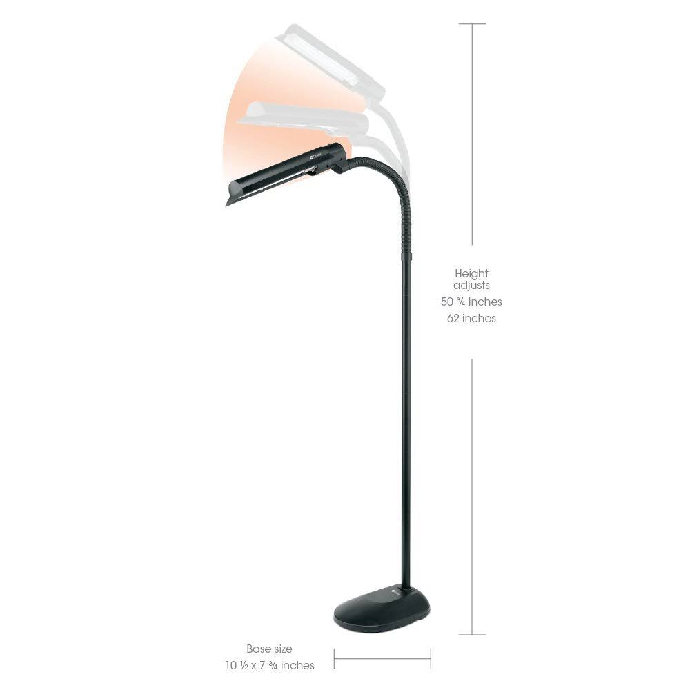 OttLite T81G5T-SHPR 18-Watt Wing Shade Floor Lamp, Black