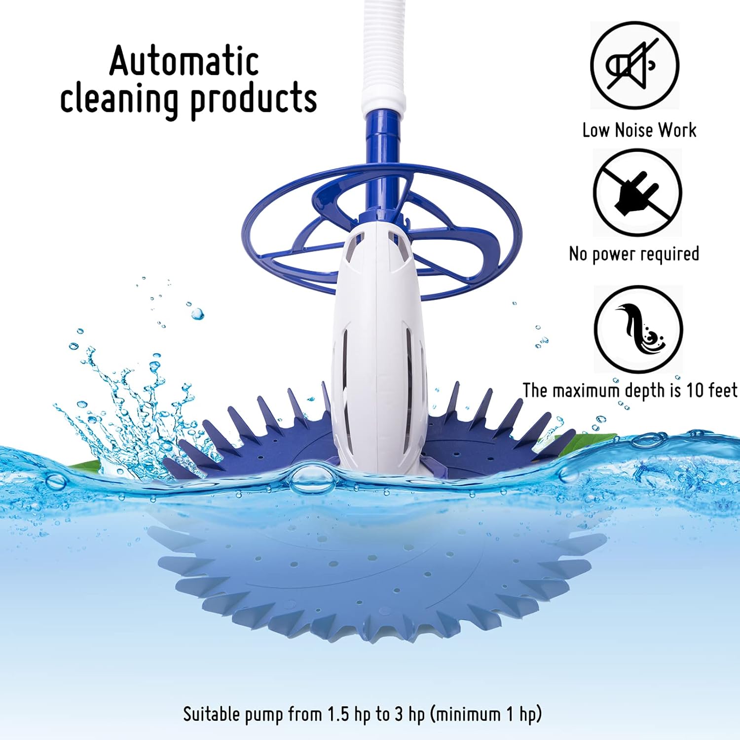 YSMJ Upgraded Automatic Pool Cleaner Swimming Pool Vacuum Cleaner for Above Ground In-ground Pool Powerful Suction Pool Sweeper with 16 Hoses Low Noise Easy Assemble