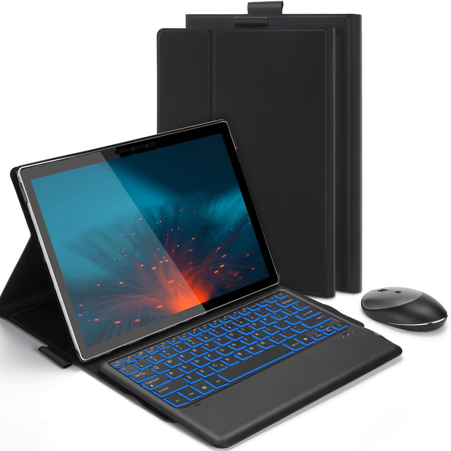 Backlit Keyboard Case with Wireless Mouse Compatible with Surface Pro 4/5/6/7, Bluetooth Keyboard with Cover and Mice for Surface Pro 4/5/6/7, Black