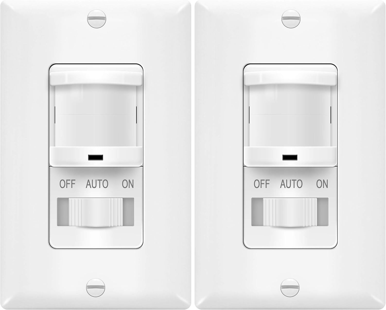TOPGREENER In-Wall PIR Motion Sensor Light Switch, Occupancy Sensor Switch, On/Off Override, 4A, 500W, Single Pole, Neutral Wire Required, TSOS5-W, White, 2 Pack