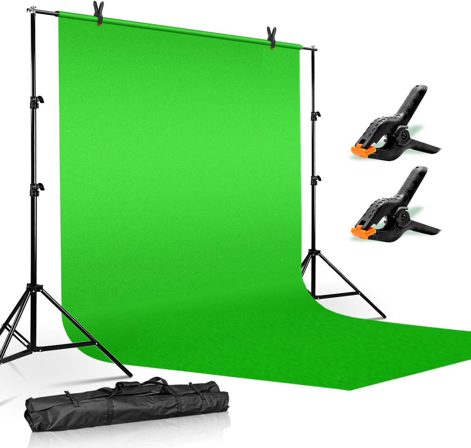 Julius Studio 10 feet Width Background Stand with 5 x 10 feet Green Chromakey Backdrop Screen, Easy Length Adjustable Frame, Ideal Size for Streaming, Portrait, Photo Video Shooting, JSAG701 Pack of 2
