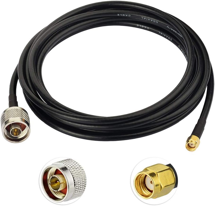 Eightwood RP-SMA Male to N Type Male Extension Cable Coax RG58 10 feet for Yagi WiFi LoRa Antenna Router Pack of 2