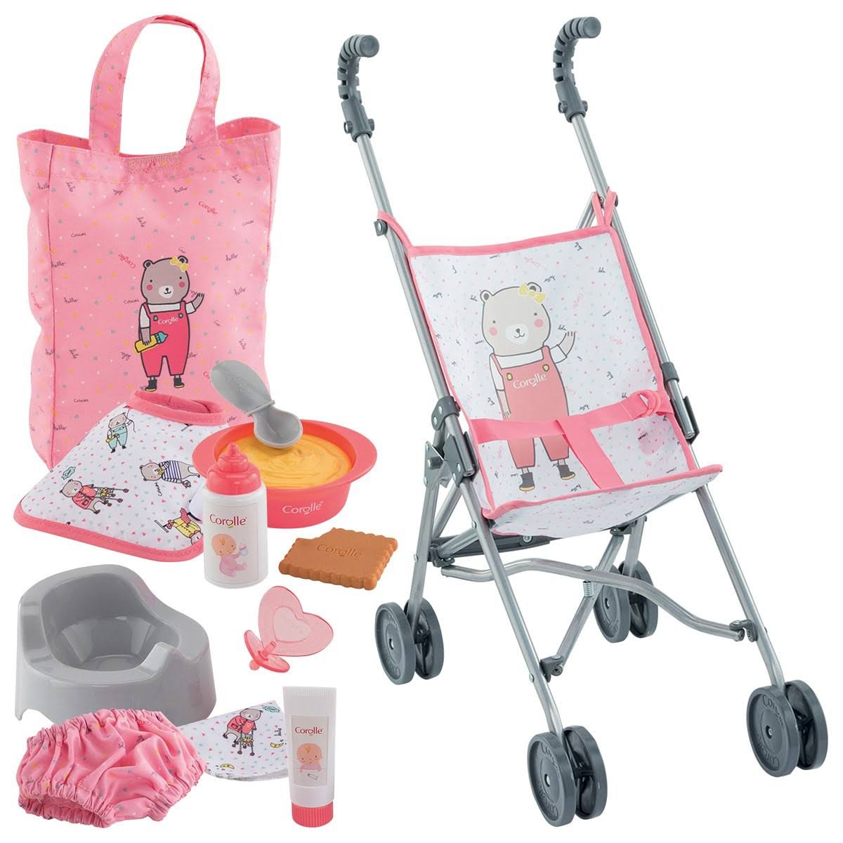 Corolle Umbrella Doll Stroller u0026 Large Accessories 12x22 Baby Doll Set