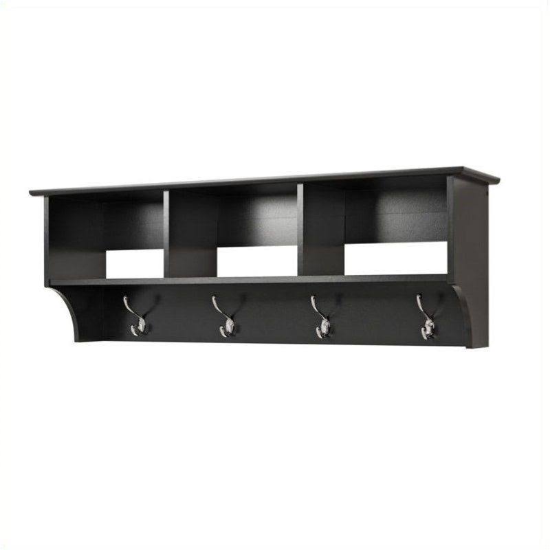 Hawthorne Collections Entryway Wall Cubby Shelf Coat Rack in Black