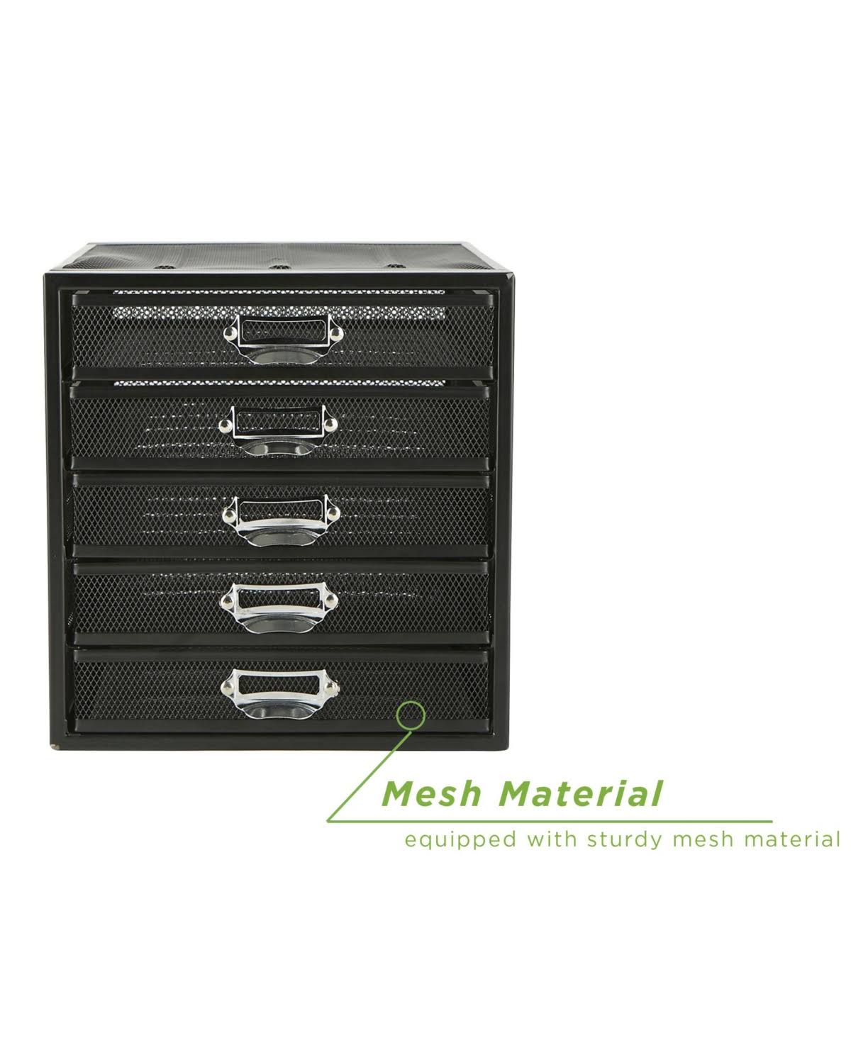 Mind Reader 5 Drawer Storage Cabinet, Heavy Duty Multi - Black