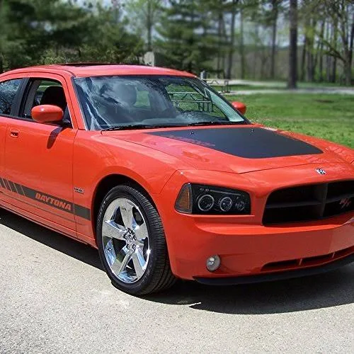 Spec-D Tuning LHP-CHG05G-TM Dodge Charger RT SRT SXT Glossy Black Halo LED Projector Head Lights