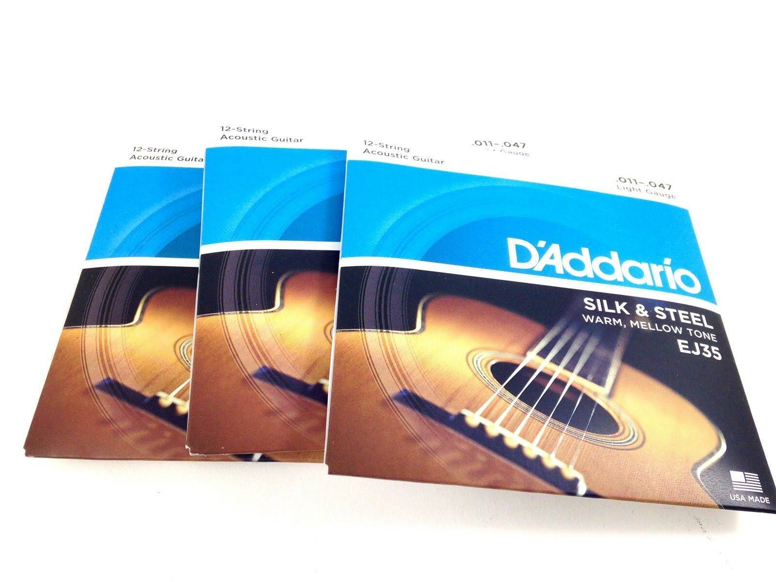 D&Addario EJ35 12-String Silk and Steel Folk Guitar Strings 3 Pack