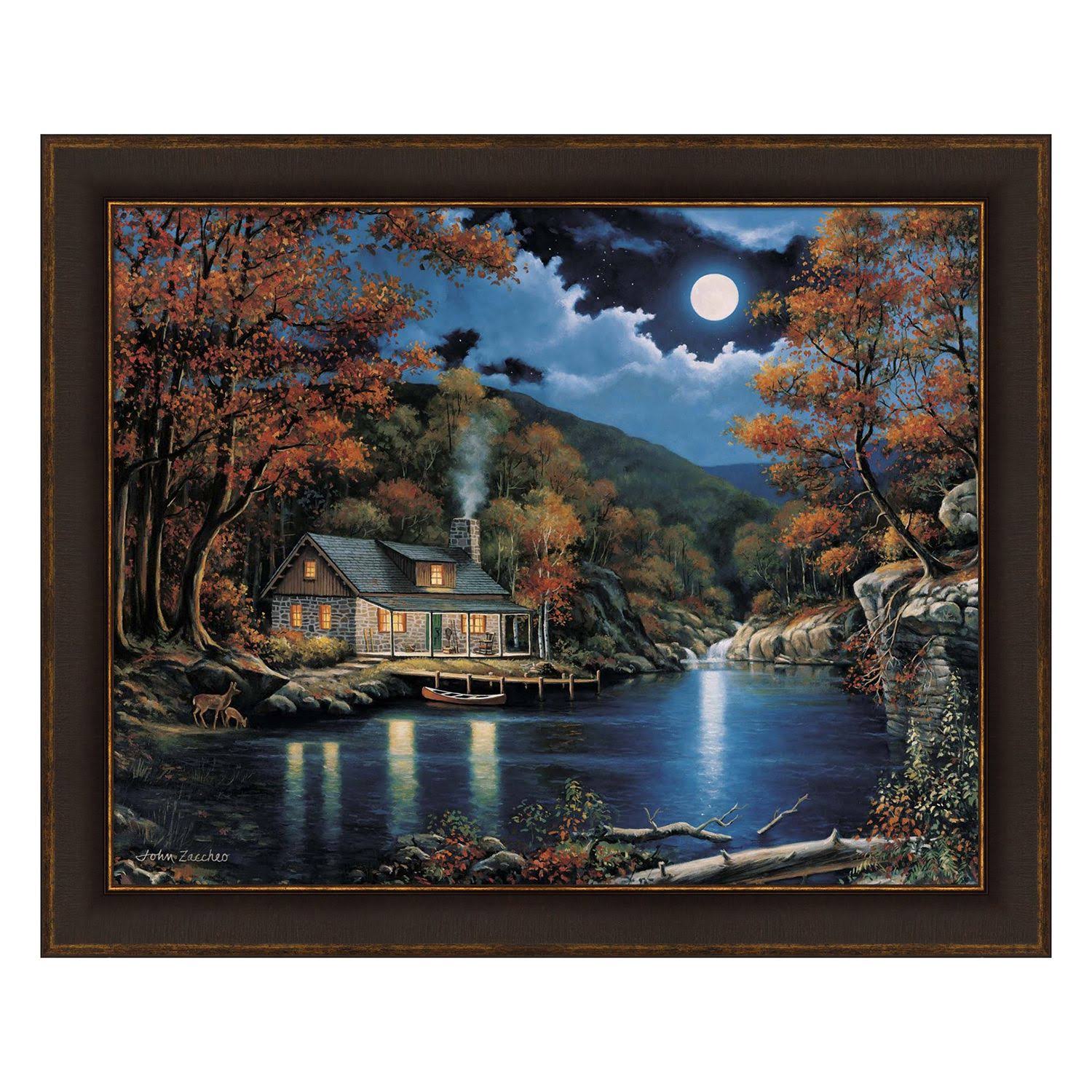 Metaverse John Zaccheo &Cabin by The Lake& Framed Art Multi Colored