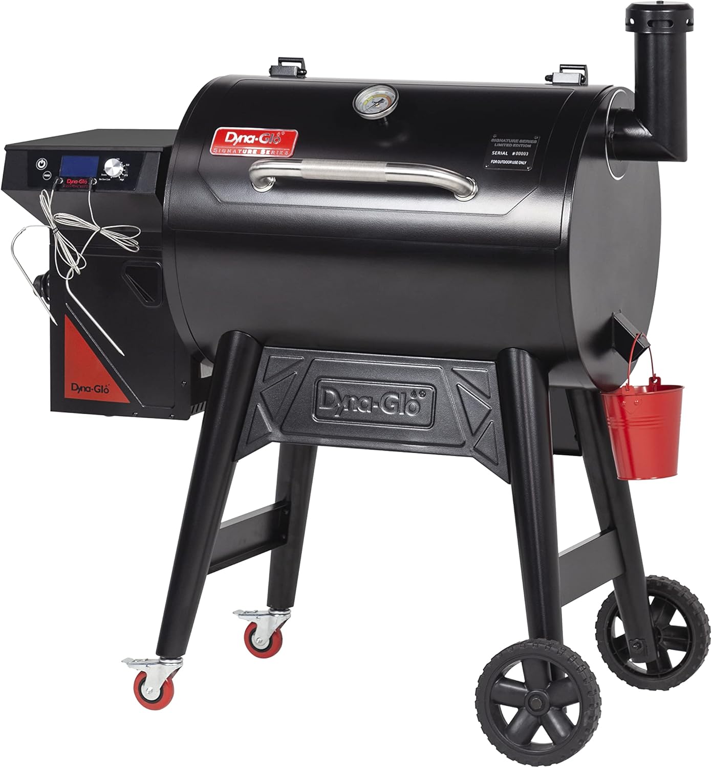 Dyna-Glo DGSS450BPW-D Signature Series 460 Total Sq. in. Wood Grill Pellet Grill & Smoker, Black/red