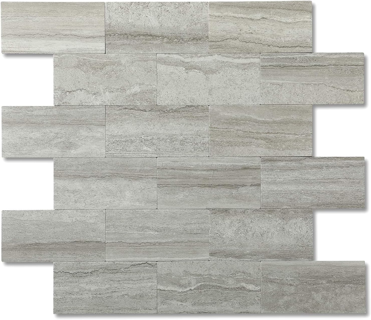 Peel and Stick Backsplash Wall Tile, PVC Stickon Tile for Kitchen Backsplash Peel and Stick in Marble Beige (11.85''x11.89'',10 Sheets) Pack of 2