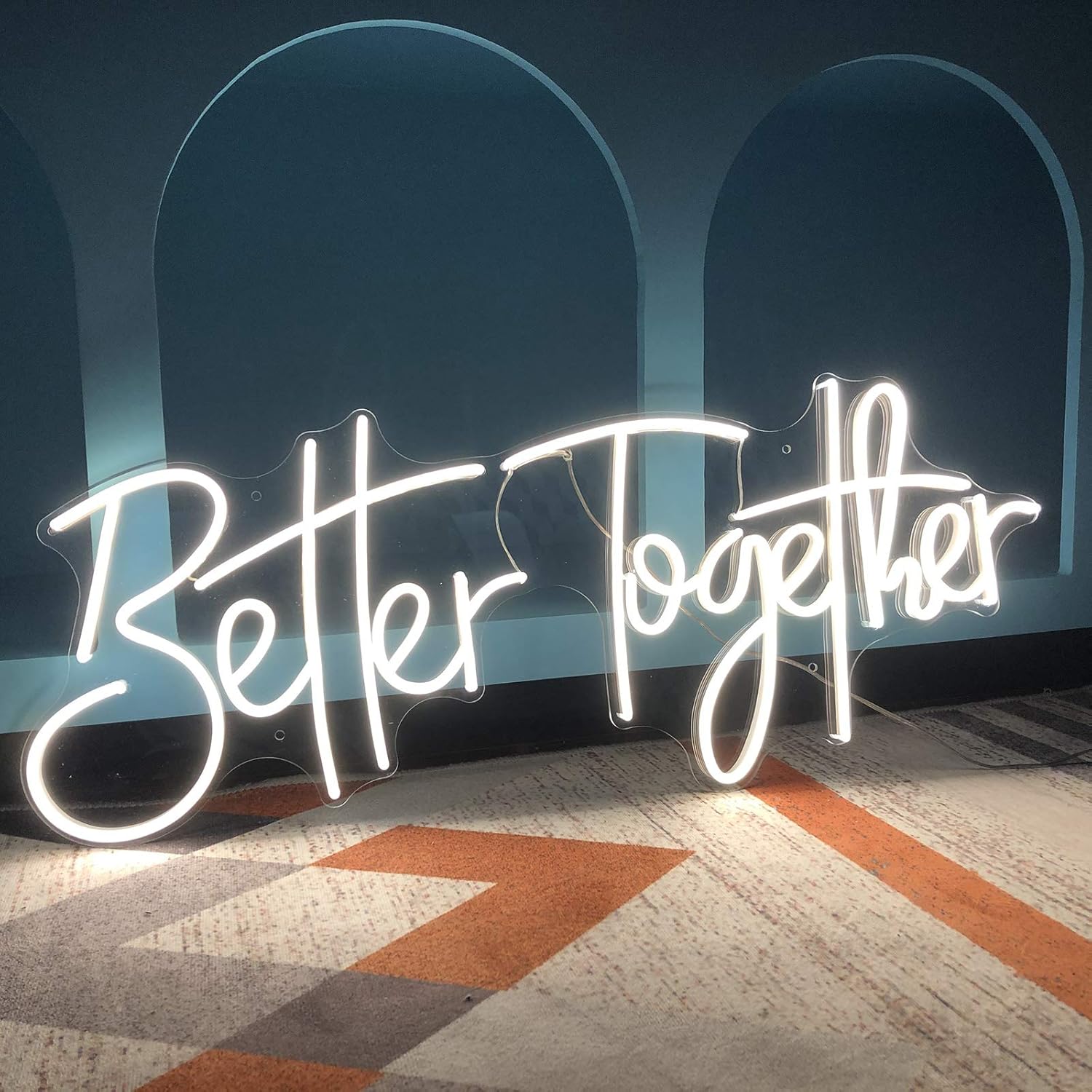 Better Together Neon Signs-Split Body USB Acrylic Lights Signs Bachelorette Backdrop Bedroom Wall Indoor Decor Flex Led Neon Light Sign 10.6×8.6 IN+9.0×12.2 IN Party Wedding Living Room Office White